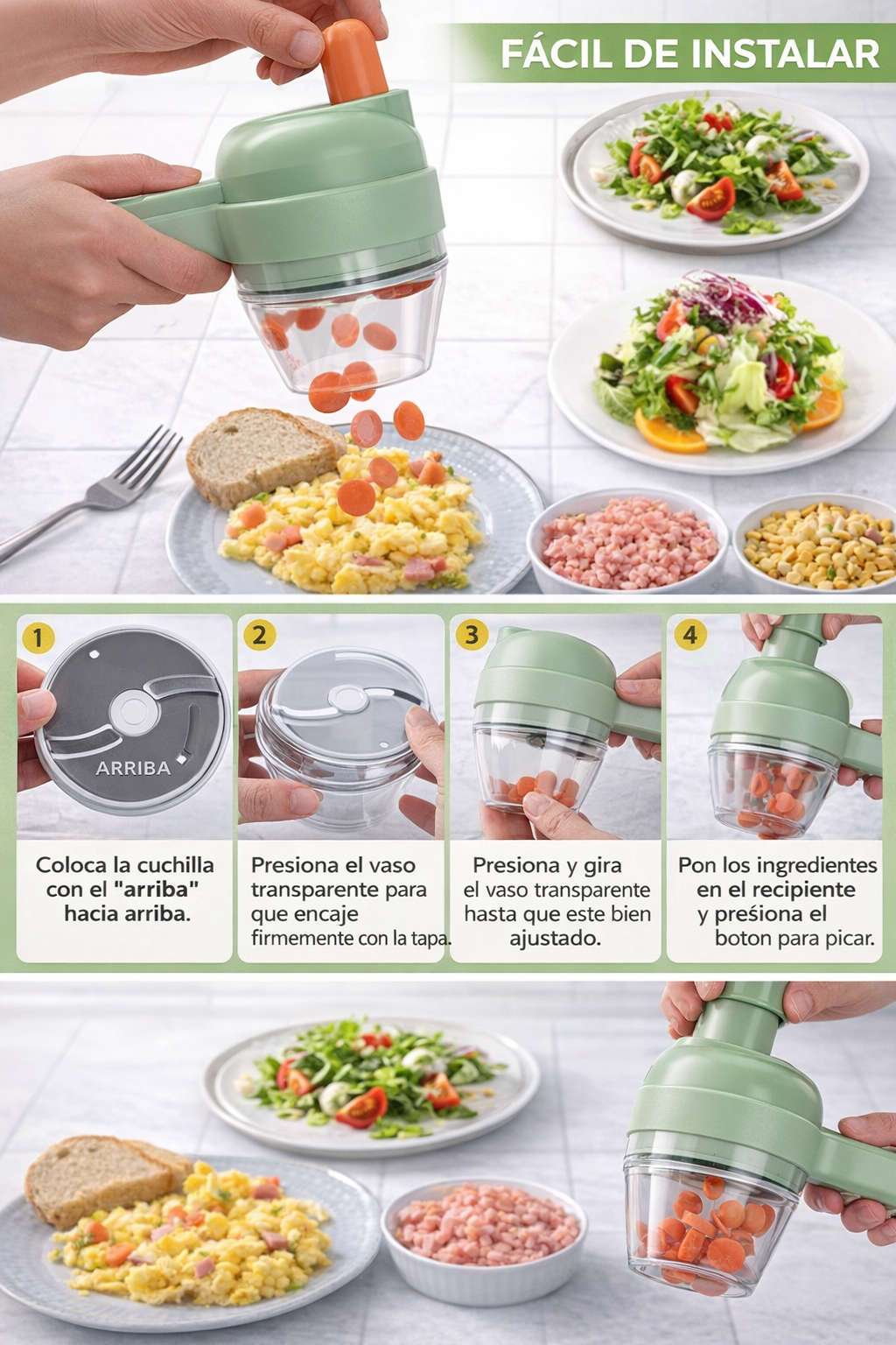 Cortador de verduras 4 en 1 multifunción